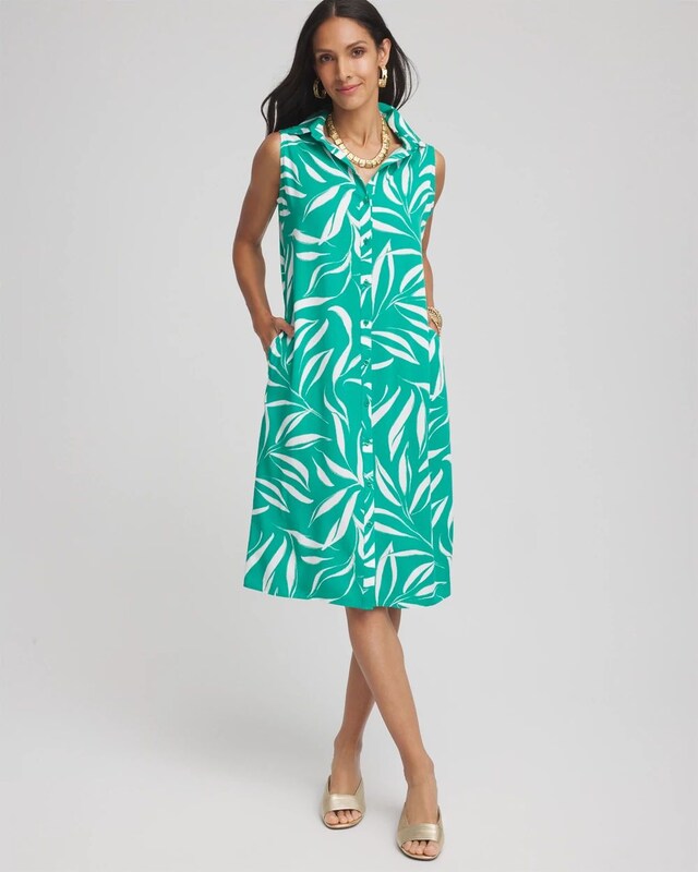 Rayon Silk Sleeveless Shirtdress - image 1